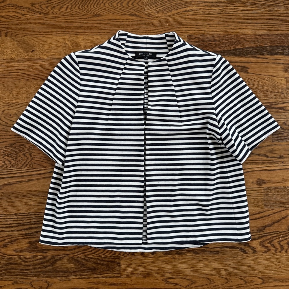 Lafayette 148 New York Navy and White Striped Jacket